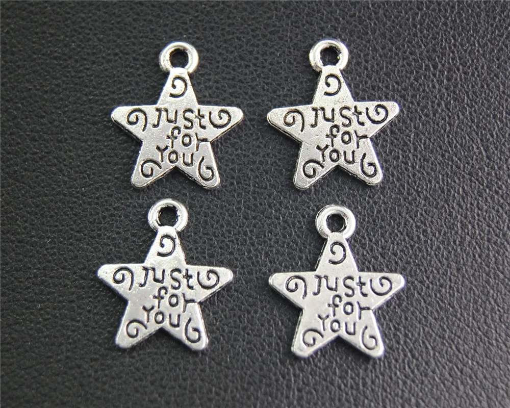 20pcs Silver Color Just For You Star Charm Jewellery Pendant Bracelet Necklace 14x11mm A2049 | Charms