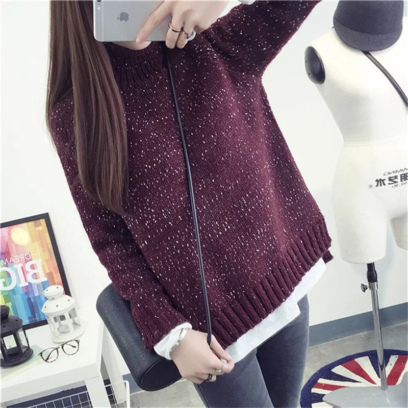 2019 Spring Women Wool Loose Knitted Casual Sweater Choker Dot Long Sleeve Fashion Thickening Stretch Girl's Pullover
2019 Spring Women Wool Loose Knitted Casual Sweater Choker Dot Long Sleeve Fashion Thickening Stretch Girl's Pullover