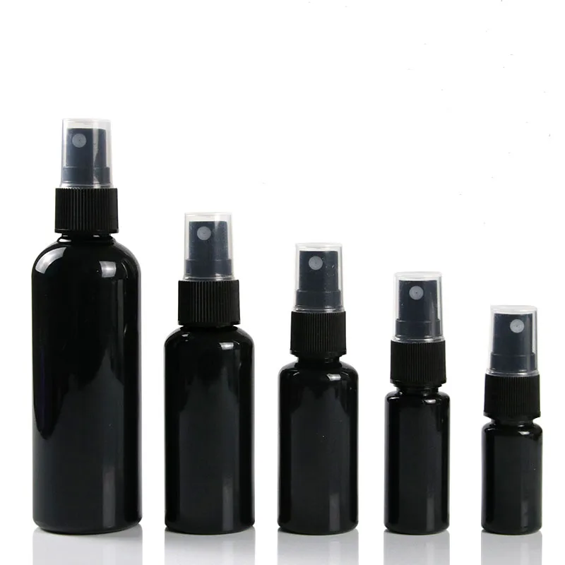 

Spray Mist Bottle Plastic Black Cosmetic Packaging 10ML 20ML 30ML 50ML 100ML Empty Travel Toner Refillable Bottles