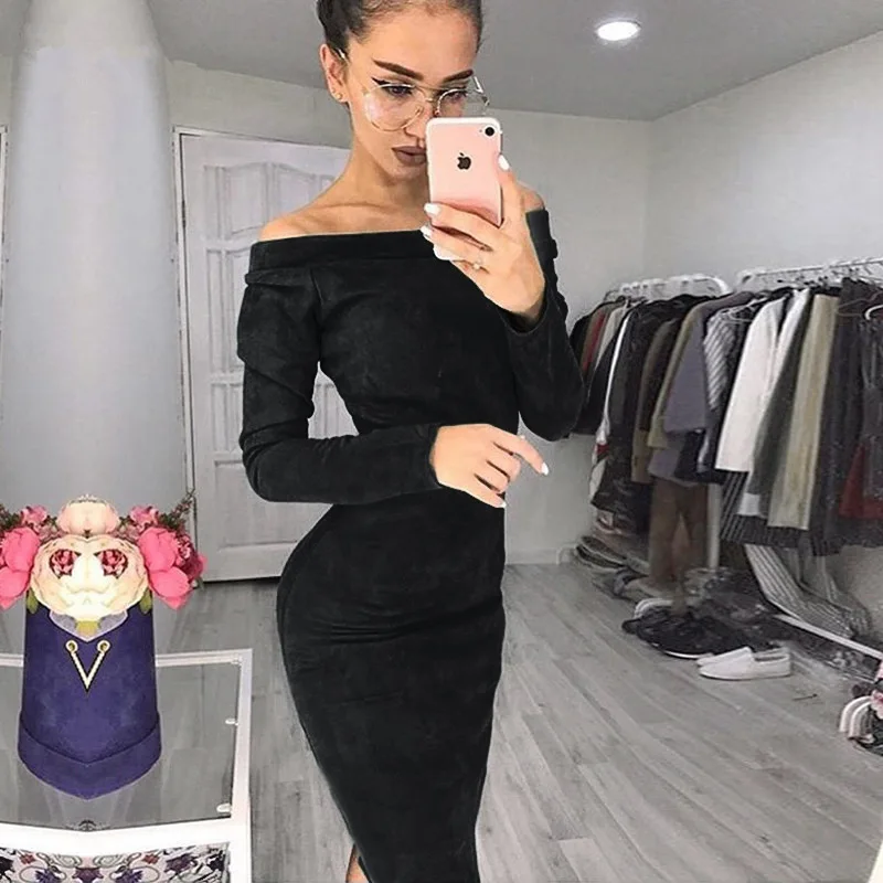 2021 streetwear new arrival slash neck solid woman dress above knee mini fashion comfortable sheath slim female dress
2021 streetwear new arrival slash neck solid woman dress above knee mini fashion comfortable sheath slim female dress