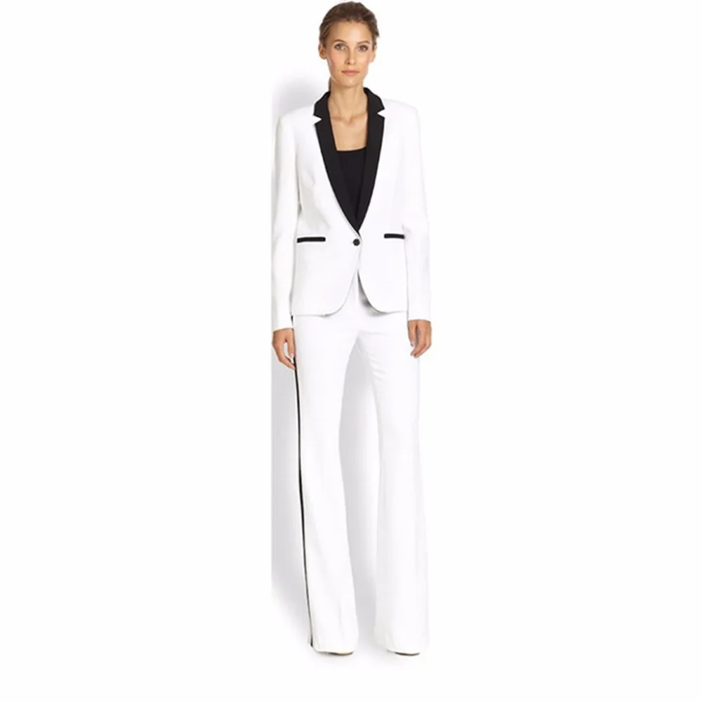 Custom Made Womens Business Suit White Female Office Uniform Ladies Formal Trouser 2 Piece Suit Single Breasted Black Lapel W74
Custom Made Womens Business Suit White Female Office Uniform Ladies Formal Trouser 2 Piece Suit Single Breasted Black Lapel W74