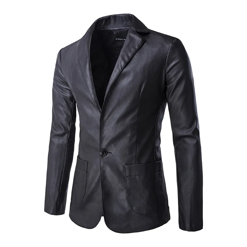 New Black PU Leather Dress Blazers Men Wedding Party Mens Jacket Motorcycle Faux Leather Casual Slim Suit Homme
New Black PU Leather Dress Blazers Men Wedding Party Mens Jacket Motorcycle Faux Leather Casual Slim Suit Homme