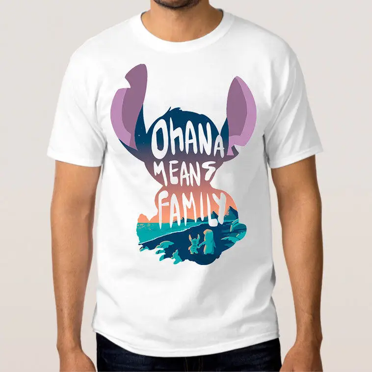 Для мужчин модный "Лило и Стич" Ohana значит семья футболка Мужчин's женщин