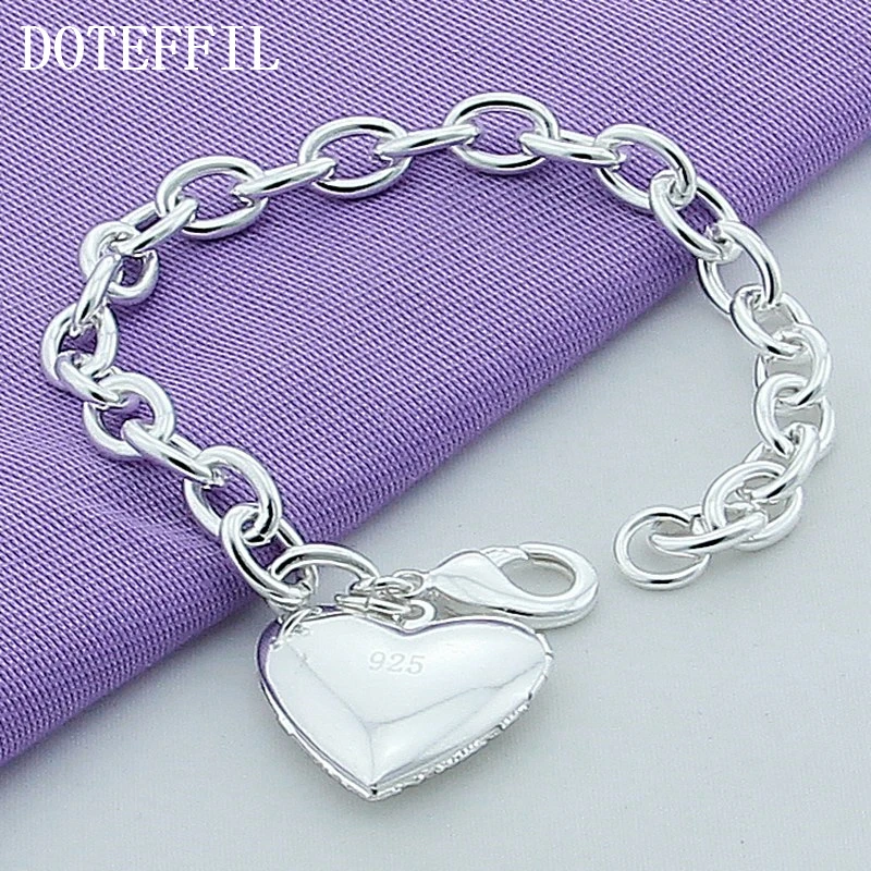 DOTEFFIL 925 Sterling Silver Smooth Heart Photo Frame Pendant Bracelet For Woman Charm Wedding Engagement Party Fashion Jewelry
DOTEFFIL 925 Sterling Silver Smooth Heart Photo Frame Pendant Bracelet For Woman Charm Wedding Engagement Party Fashion Jewelry