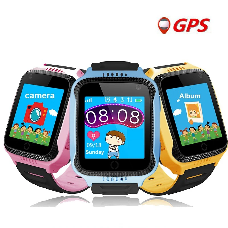 Сенсорный экран Дети gps часы с камерой освещение смарт телефон расположение SOS