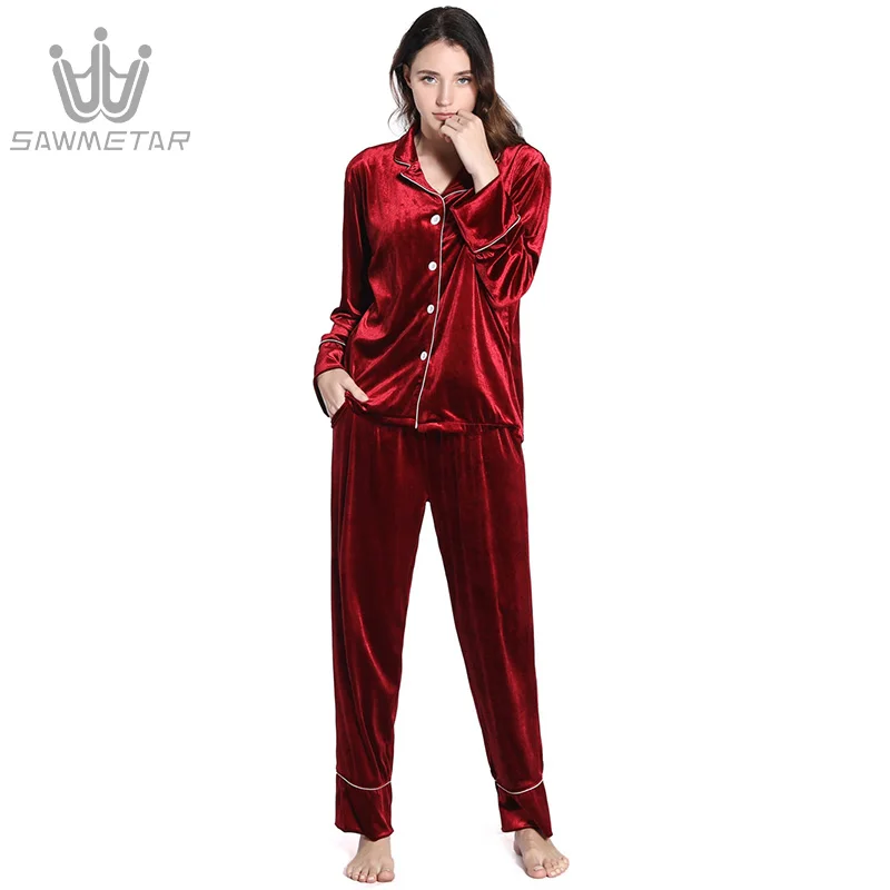 Gold velvet pajamas set women's long-sleeved autumn and winter new suits warm casual wear outside home service women
Gold velvet pajamas set women's long-sleeved autumn and winter new suits warm casual wear outside home service women