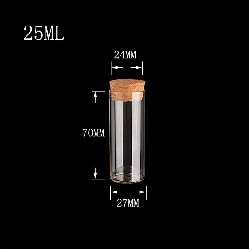 25 ml 27x70x24 mm Clear Transparent Glass Bottles With Cork Stoppers Empty Tube Vials Containers Gifts Jars 50pcs
25 ml 27x70x24 mm Clear Transparent Glass Bottles With Cork Stoppers Empty Tube Vials Containers Gifts Jars 50pcs