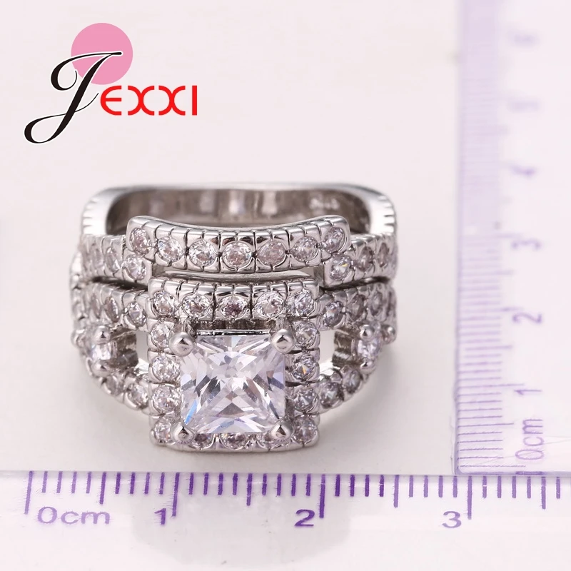 Square White CZ Crystal Wedding Ring Set For Women Fashion Classic 925 Sterling Silver Engagement Finger Ring Set
Square White CZ Crystal Wedding Ring Set For Women Fashion Classic 925 Sterling Silver Engagement Finger Ring Set