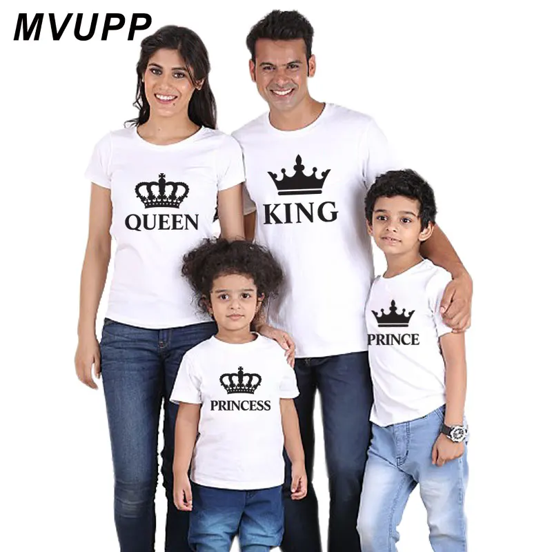 Семейная футболка наряды одежда король королева принцесса принц для папы мамы и