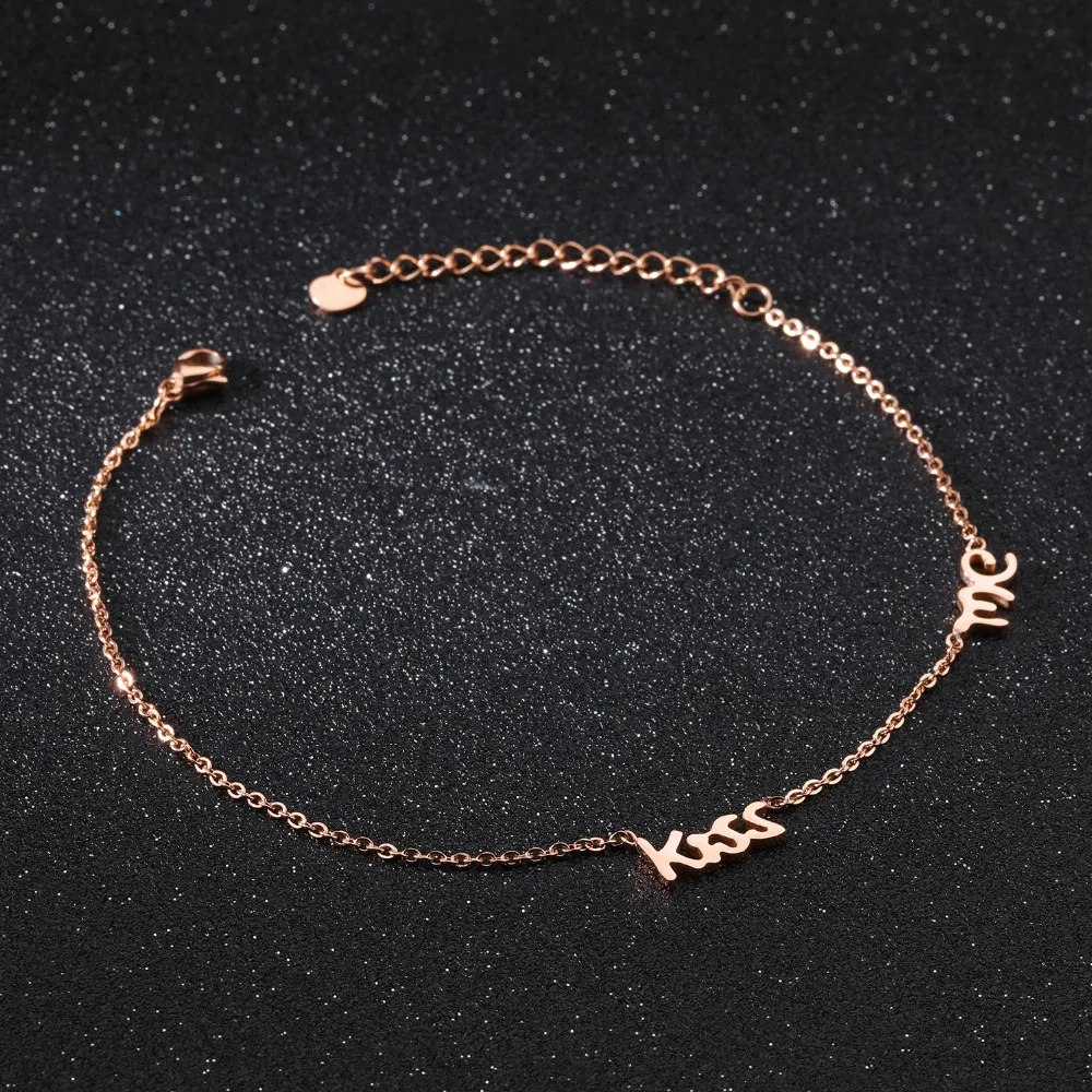 Fate Love Fashion Kiss Me анклет с буквами Женская цепочка на ногу розовое золото цвет