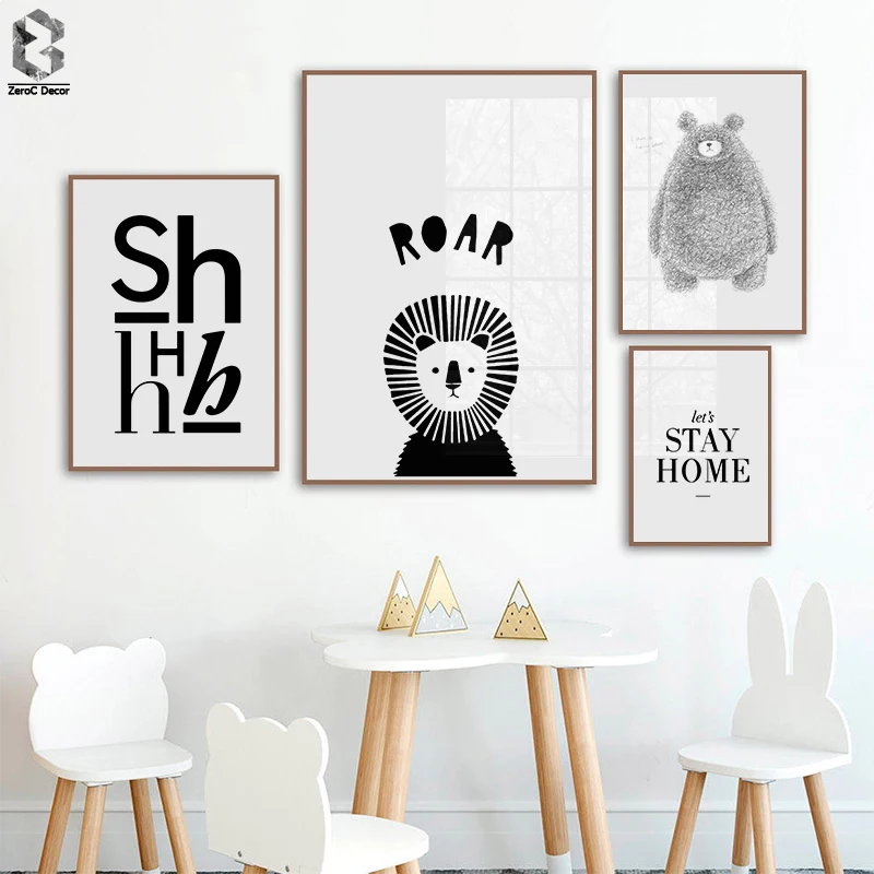 Nordic Black White Cartoon Bear Lion Quote Canvas Posters Inspirational Minimalist Print Wall Art Painting Decoration Pictures
Nordic Black White Cartoon Bear Lion Quote Canvas Posters Inspirational Minimalist Print Wall Art Painting Decoration Pictures