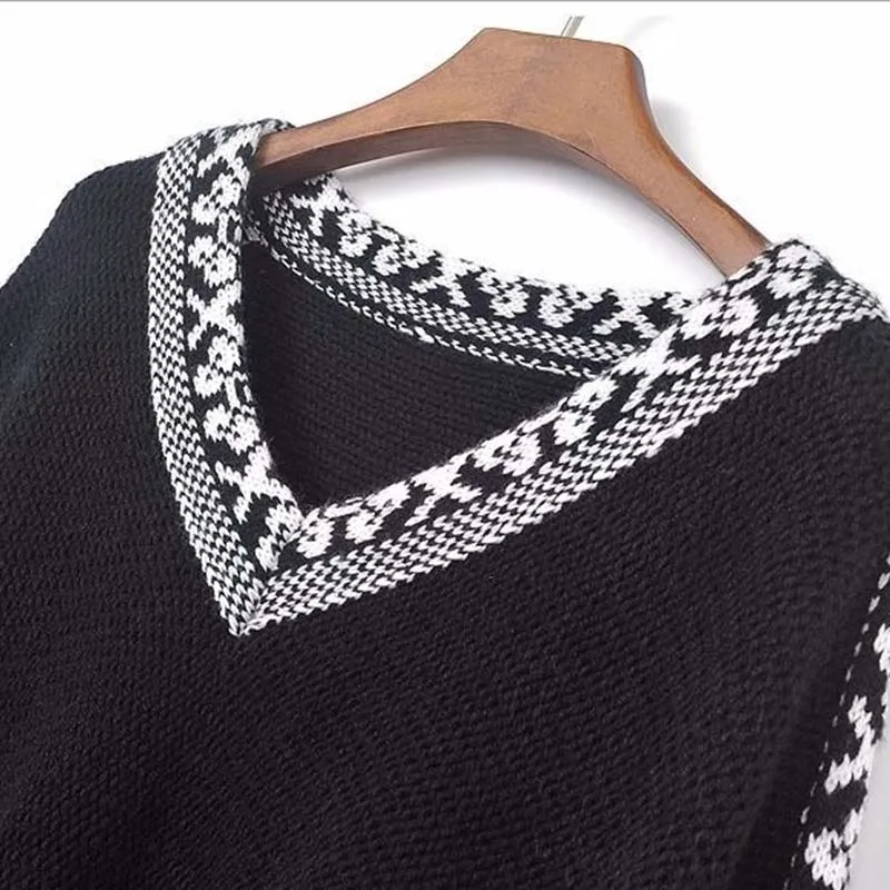 Women Knitted Clock Sweater Batwing Sleeve Jumper Fringe Tassel Striped V-Necck Long Sleeve Streetwear Pullover New 045-417
Women Knitted Clock Sweater Batwing Sleeve Jumper Fringe Tassel Striped V-Necck Long Sleeve Streetwear Pullover New 045-417