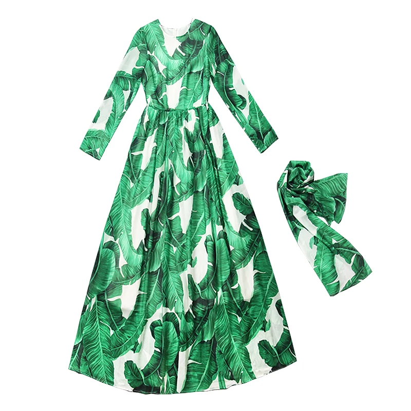 Women Green Leaves Printed Long Maxi Dress Summer Autumn bohemian Beach dresses Plus Size Holiday Green Dresses Elegant
Women Green Leaves Printed Long Maxi Dress Summer Autumn bohemian Beach dresses Plus Size Holiday Green Dresses Elegant