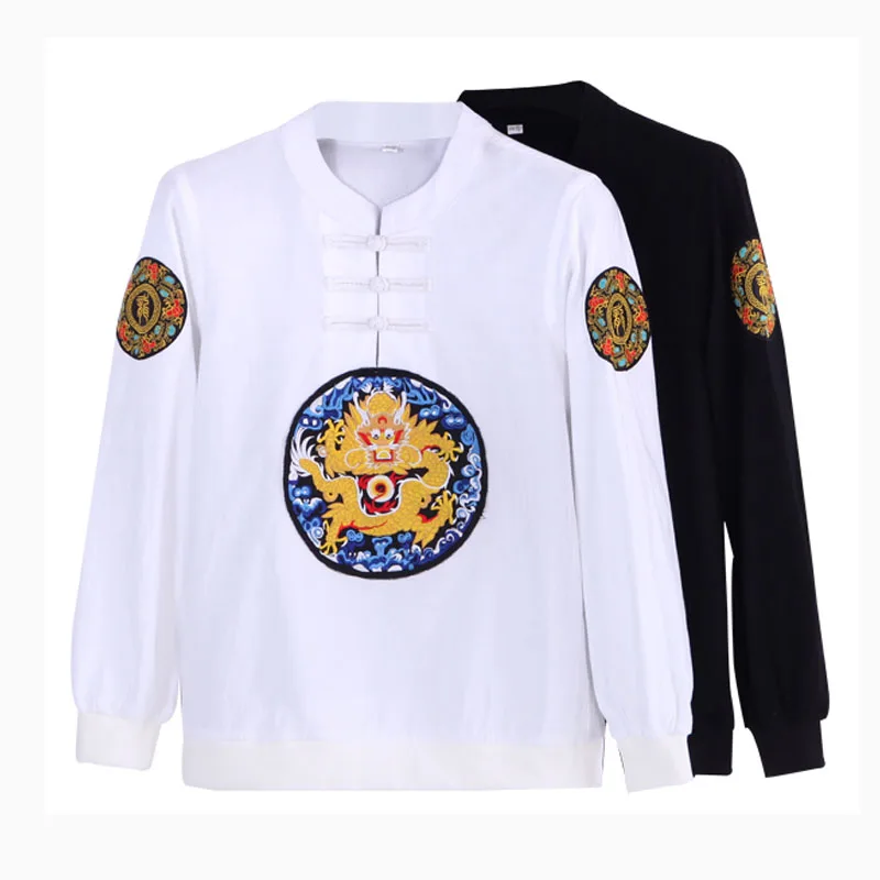 Novelty Clothing New White Long Sleeve Kung Fu Shirts Autumn Spring Embroidr Dragon Totem Sweater Cotton Linen Tops For Men
Novelty Clothing New White Long Sleeve Kung Fu Shirts Autumn Spring Embroidr Dragon Totem Sweater Cotton Linen Tops For Men