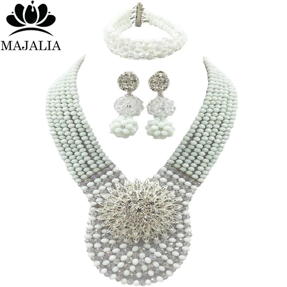 Majalia Fashion Nigeria Wedding African Beads Jewelry Set White and Transparent Crystal Necklace Bridal Jewelry Sets VU011
Majalia Fashion Nigeria Wedding African Beads Jewelry Set White and Transparent Crystal Necklace Bridal Jewelry Sets VU011