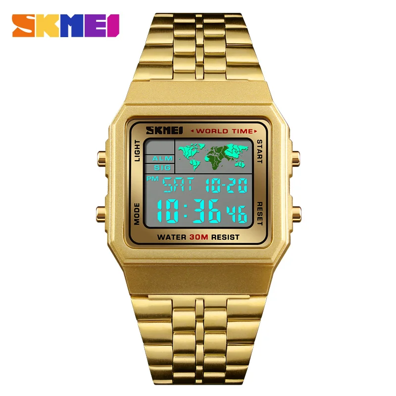 Mens Gold Watches Business World Time Square Date Stainless Steel Digital Sports Chrono Wristwatch Waterproof Relogio Masculino
Mens Gold Watches Business World Time Square Date Stainless Steel Digital Sports Chrono Wristwatch Waterproof Relogio Masculino