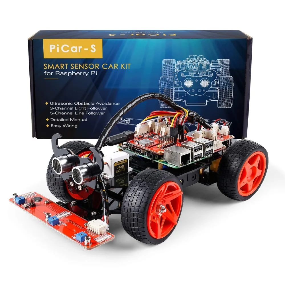 Умный робот-автомобильный комплект SunFounder Raspberry Pi 4B/3B/3B +, ультразвуковой датчик слежения за линией PiCar-S, модуль освещения, комплект робота
Умный робот-автомобильный комплект SunFounder Raspberry Pi 4B/3B/3B +, ультразвуковой датчик слежения за линией PiCar-S, модуль освещения, комплект робота