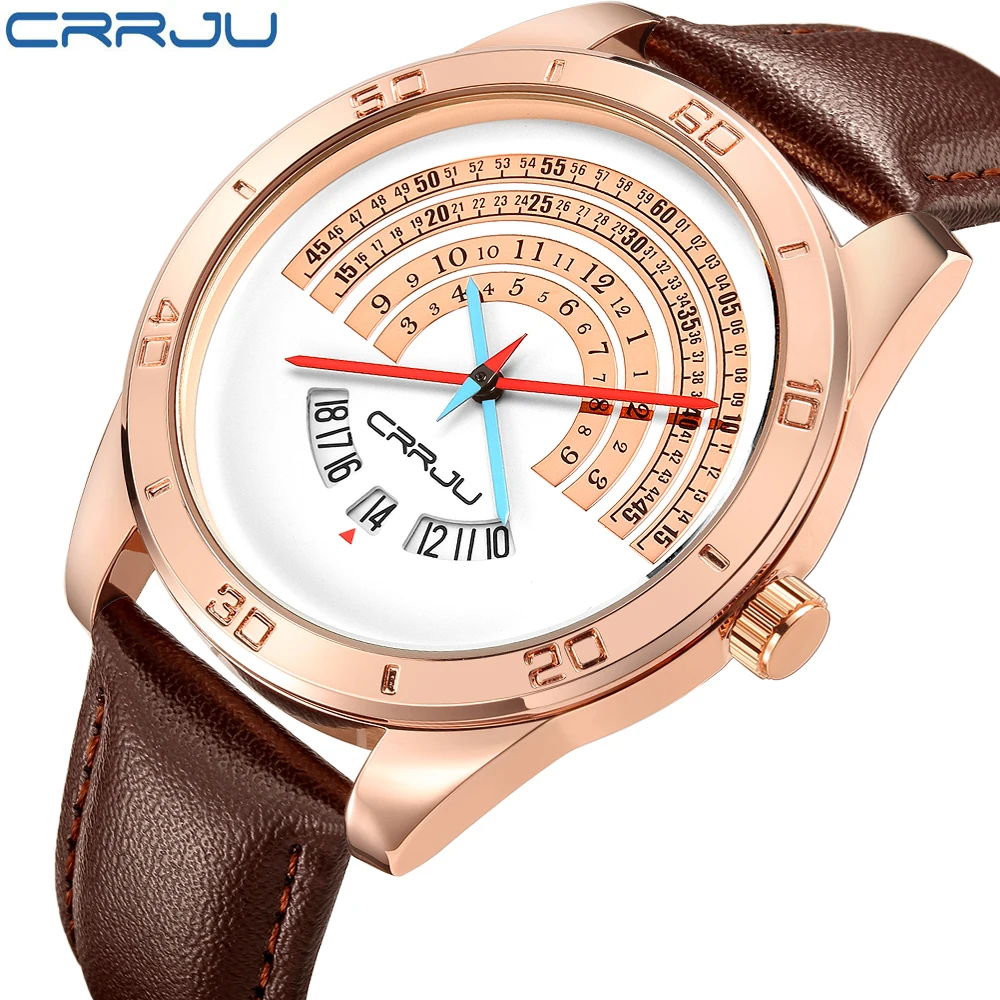 Luxury CRRJU Men Watch Fashion Creative Dial Leather Strap Wrist Watch Military Sport Waterproof Watch Date Display relogio
Luxury CRRJU Men Watch Fashion Creative Dial Leather Strap Wrist Watch Military Sport Waterproof Watch Date Display relogio