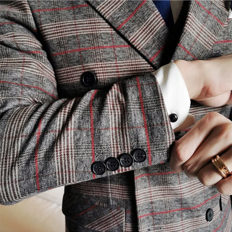Men's Suits Houndstooth Collar Polyester Autumn Men Double Breasted Suit Stylish Wedding Smoking Mariage Homme Three Piece
Men's Suits Houndstooth Collar Polyester Autumn Men Double Breasted Suit Stylish Wedding Smoking Mariage Homme Three Piece