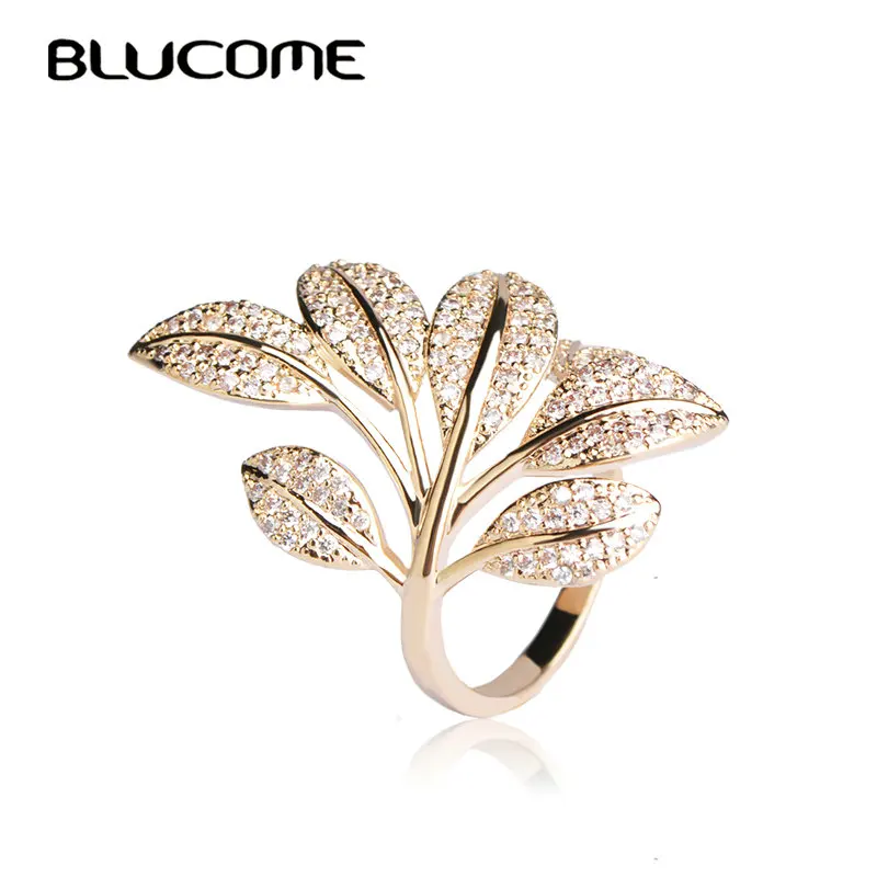 Blucome 2018 Spring Micro Pave Zircon Ring Tree Flower Leaf Shape Rings For Women Copper Gold Color Party Jewelry Anillo Bijoux
Blucome 2018 Spring Micro Pave Zircon Ring Tree Flower Leaf Shape Rings For Women Copper Gold Color Party Jewelry Anillo Bijoux