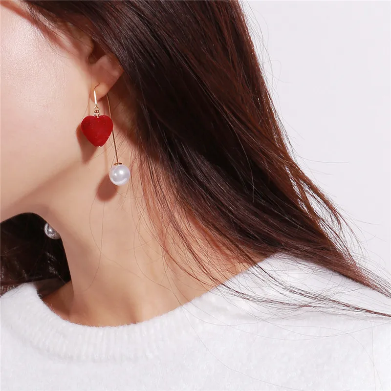 Pendientes jujia прекрасный сердце жемчужина персик имитация жемчуга Серьги boucles