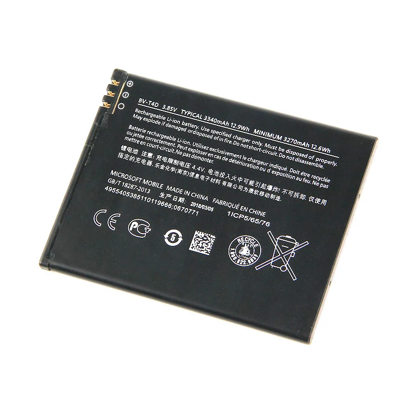 5 Pcs/lot 10 Pcs Original BV-T4D phone battery for Nokia Microsoft Lumia 950 XL CityMan Lumia 940 XL RM-1118 BVT4D 3340mAh
5 Pcs/lot 10 Pcs Original BV-T4D phone battery for Nokia Microsoft Lumia 950 XL CityMan Lumia 940 XL RM-1118 BVT4D 3340mAh