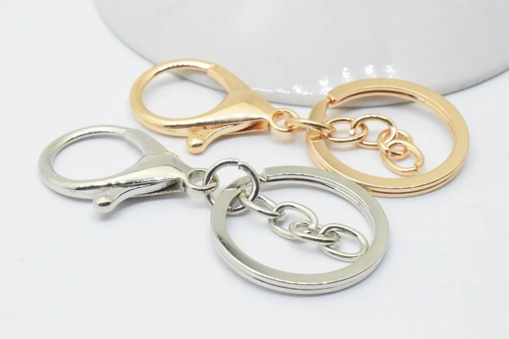 8pcs/lot 30mm Keychains Key Chains With Lobster Clasp Silver Plated Keyring Making Supplies HK237 | Украшения и аксессуары