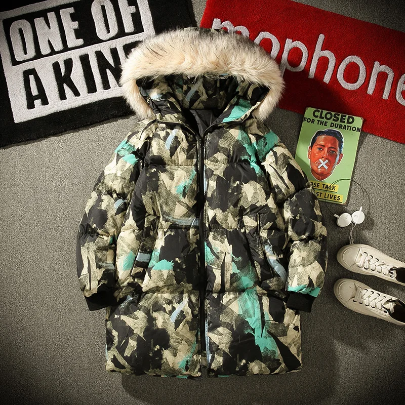 Winter Men's Coats Harajuku Street Hip Hop Long Thick Warm Camouflage Fur Collar Hooded Jacket Male Cotton Camo Loose Parkas
Winter Men's Coats Harajuku Street Hip Hop Long Thick Warm Camouflage Fur Collar Hooded Jacket Male Cotton Camo Loose Parkas