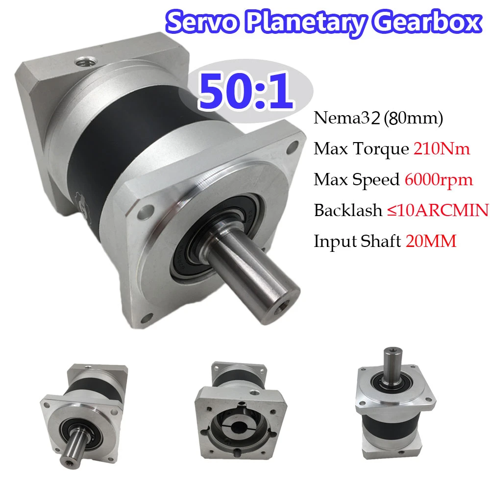 Servo Motor Planetary Gearbox 50:1 Nema32 Servo Speed Reducer 10ARCMIN 210Nm 6000rpm Max Input Speed for 80mm Servo Motor
Servo Motor Planetary Gearbox 50:1 Nema32 Servo Speed Reducer 10ARCMIN 210Nm 6000rpm Max Input Speed for 80mm Servo Motor