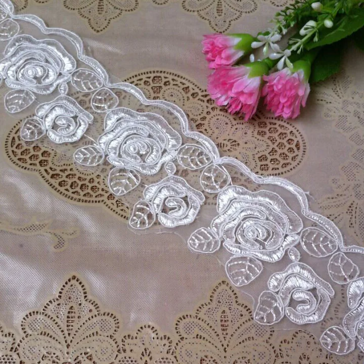 3yard 6cm car bone lace flower rose trim wedding dress craft applique DIY ribbon embroidered sewing accessories | Дом и сад