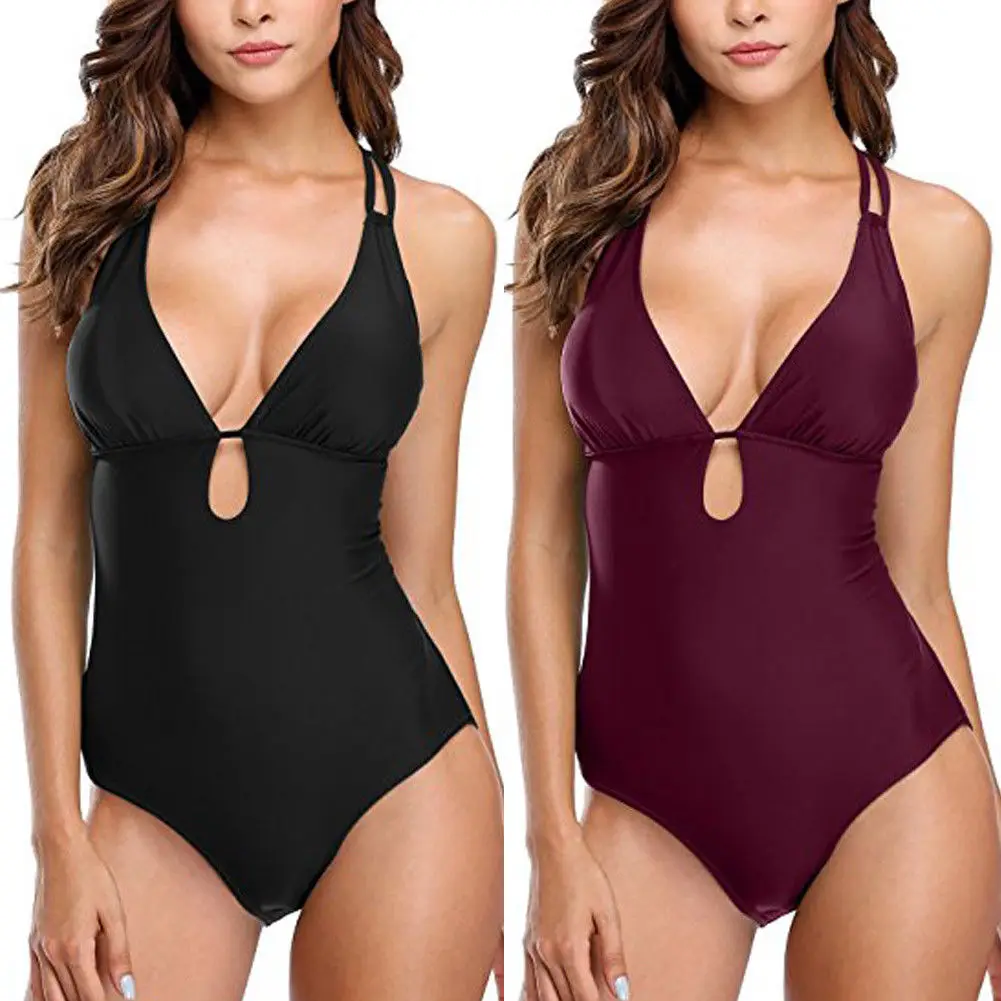 Women Swimwear One-Piece Bandage Padded Bikini Swimsuit Bathing Monokini Beach Plus Size M-XXL | Спорт и развлечения