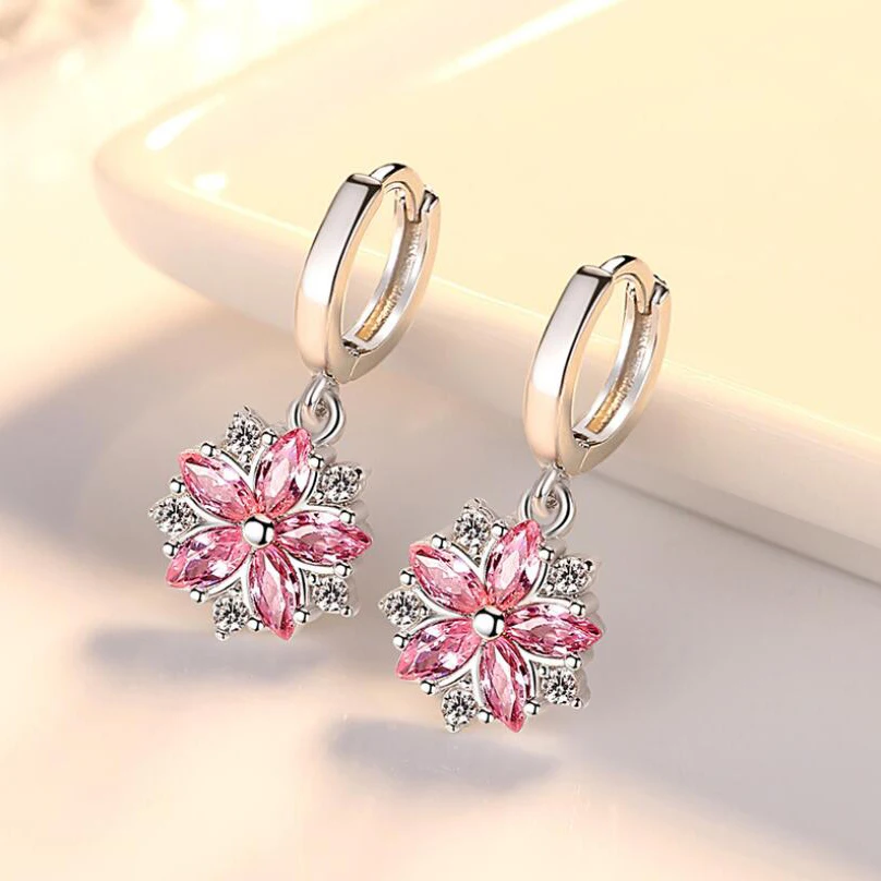 Fashion Silver Color CZ Cubic Hoop Earrings Flower Petals Pink Crystal Round Zirconia Hoop Earrings For Women Jewelry
Fashion Silver Color CZ Cubic Hoop Earrings Flower Petals Pink Crystal Round Zirconia Hoop Earrings For Women Jewelry