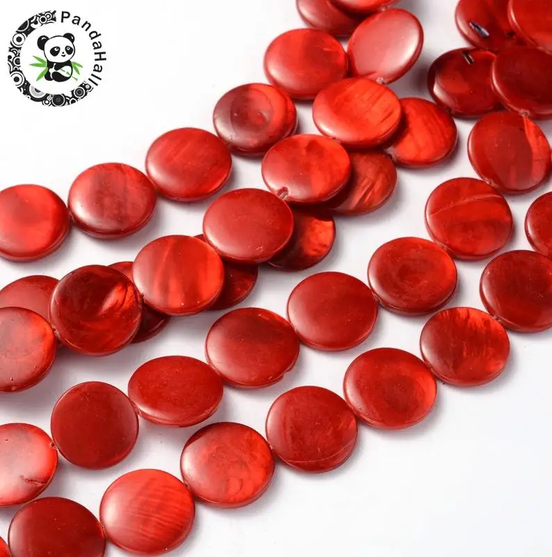 Shell Beads Strands, Spray Painted, Flat Round, Red, about 15mm in diameter, 3-3.5mm thick, hole: 1mm, about 26pcs/strand
Shell Beads Strands, Spray Painted, Flat Round, Red, about 15mm in diameter, 3-3.5mm thick, hole: 1mm, about 26pcs/strand