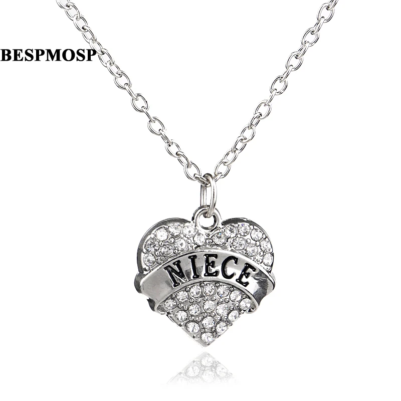 Bespmosp 24PCS/Lot Wholesale New Clear Crystal Rhinestone Engraved Niece Charm Pendant Chain Necklace Jewelry Women Girl Family
Bespmosp 24PCS/Lot Wholesale New Clear Crystal Rhinestone Engraved Niece Charm Pendant Chain Necklace Jewelry Women Girl Family