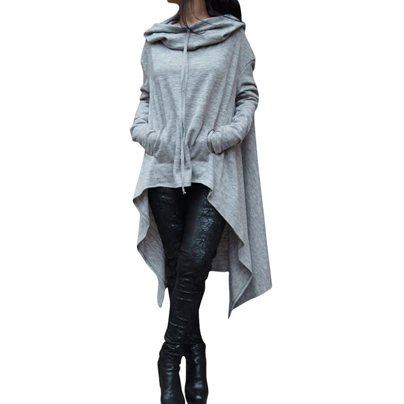 Женская Асимметричная Толстовка с длинным рукавом и карманами|long sweatshirt|long sleeve