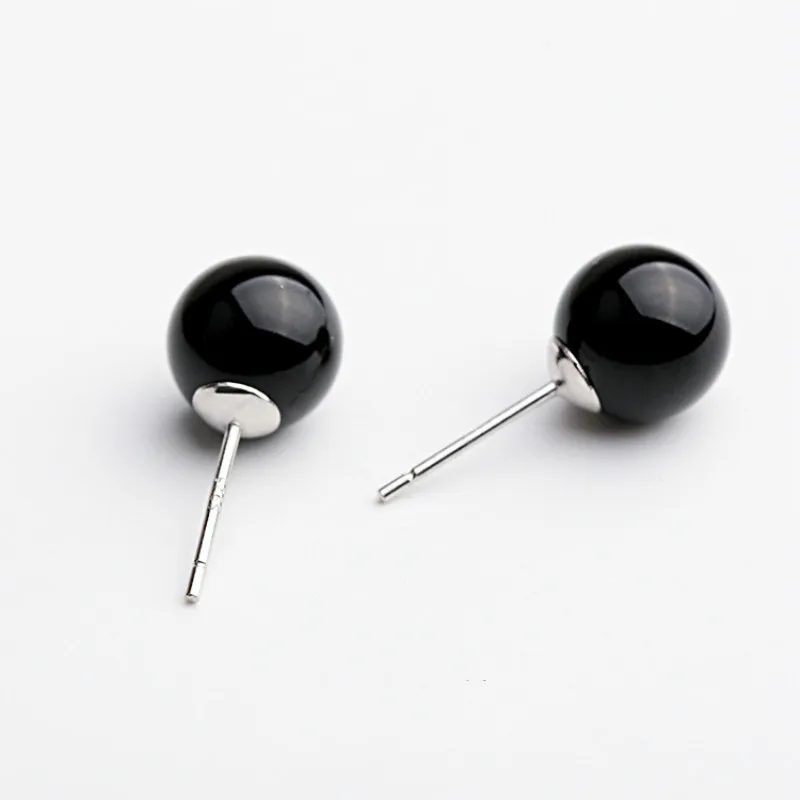 Real 925 Sterling Silver Natural Black Beads Round Stud Earrings For Women Prevent Allergies Fashion Fine Jewelry
Real 925 Sterling Silver Natural Black Beads Round Stud Earrings For Women Prevent Allergies Fashion Fine Jewelry