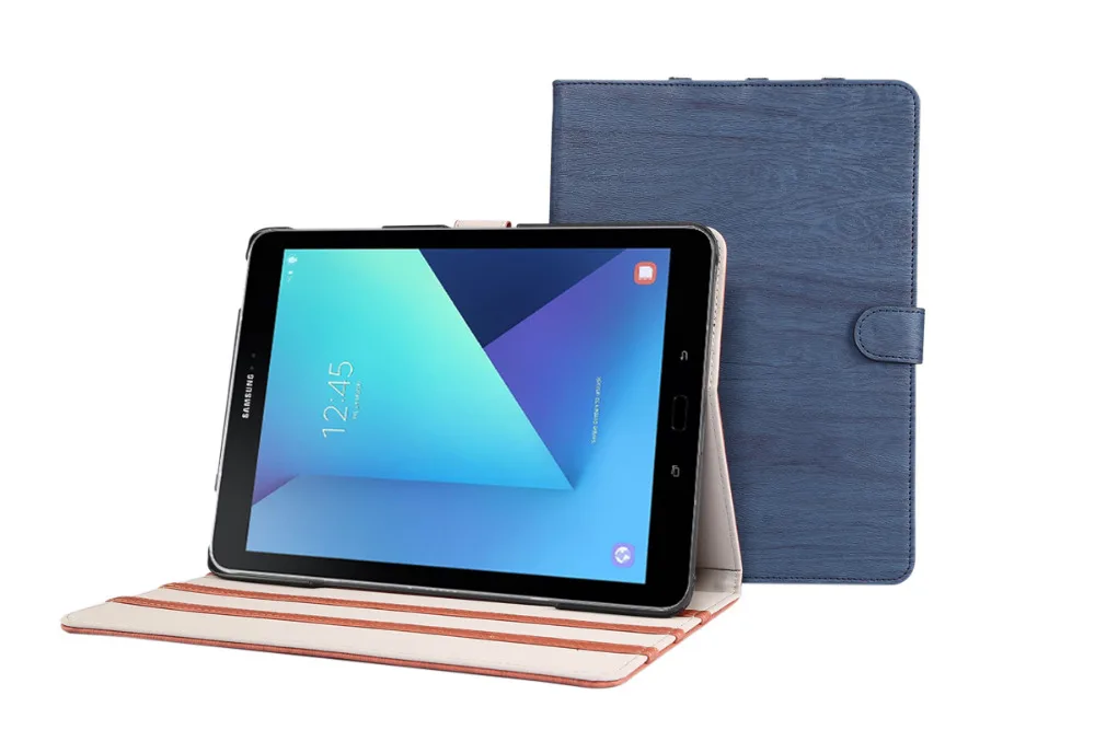Тонкий кожаный магнитный умный чехол с деревянной подставкой для Samsung Galaxy Tab S3 9 7