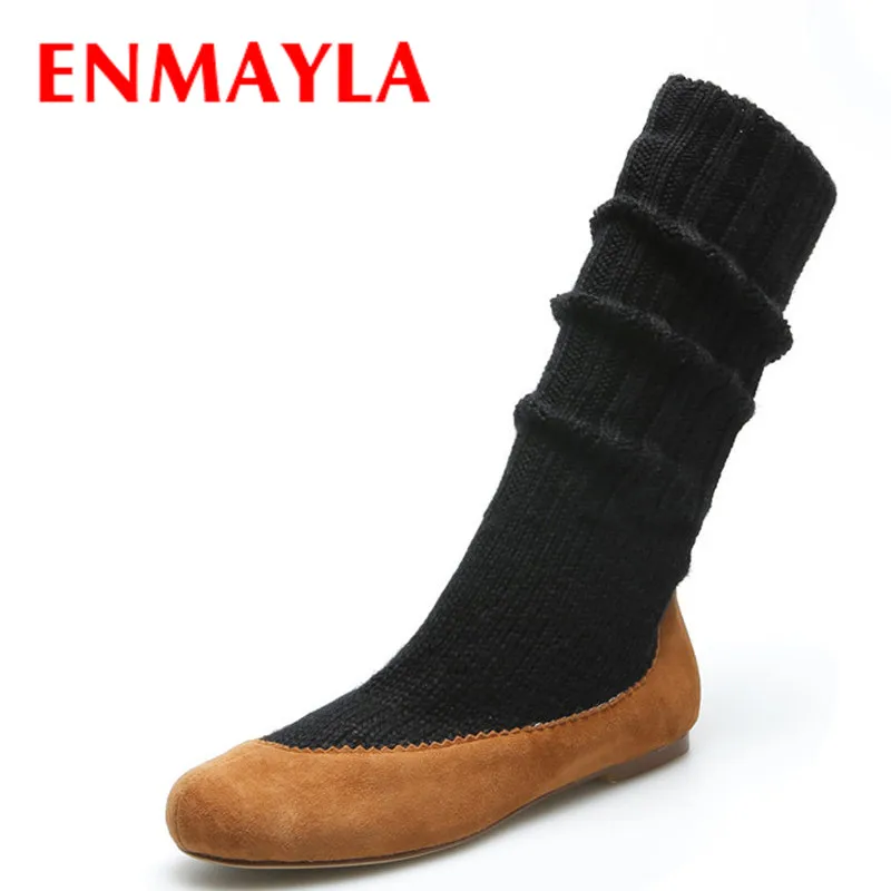 ENMAYLA New Black Shoes Woman Round Toe Slip-on Spring and Autumn Mid-calf Boots for Women Flats Casual Fashion Boots Size 34-39
ENMAYLA New Black Shoes Woman Round Toe Slip-on Spring and Autumn Mid-calf Boots for Women Flats Casual Fashion Boots Size 34-39