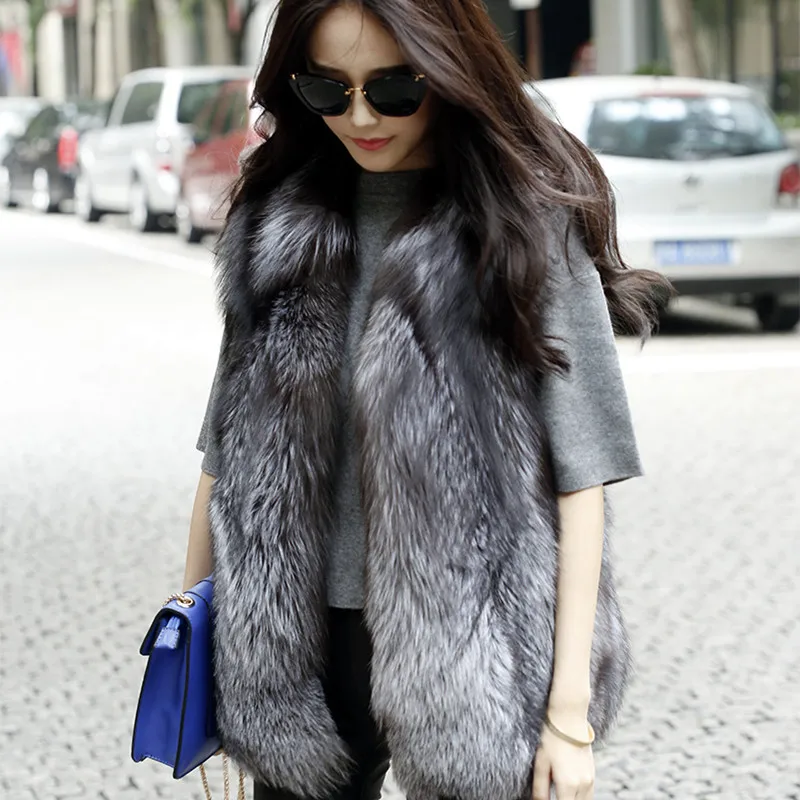 Winter Women's Real Fur Vest The Coat Genuine Natural Fox Fur Full Pelt Waistcoat Female Silver Fox Fur Gilet Pockets
Winter Women's Real Fur Vest The Coat Genuine Natural Fox Fur Full Pelt Waistcoat Female Silver Fox Fur Gilet Pockets
