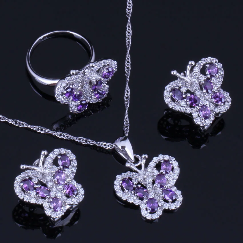 Majestic Butterfly Purple Cubic Zirconia White CZ Silver Plated Jewelry Sets Earrings Pendant Chain Ring V1000
Majestic Butterfly Purple Cubic Zirconia White CZ Silver Plated Jewelry Sets Earrings Pendant Chain Ring V1000