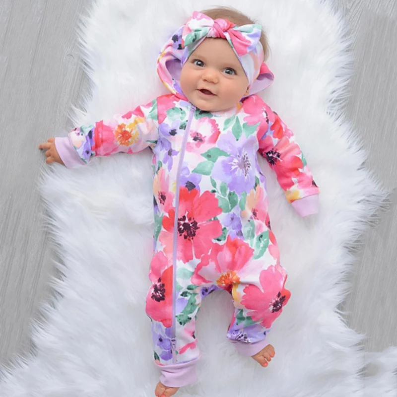 Baby Romper Jumpsuits For Girls Clothes Spring Long Sleeve Girls Rompers Print Flowers Hooded Zip Baby Rompers Girl Hairband
Baby Romper Jumpsuits For Girls Clothes Spring Long Sleeve Girls Rompers Print Flowers Hooded Zip Baby Rompers Girl Hairband