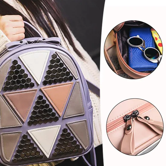 

1Pcs panelled ladies backpack style rivet women travel bags shopping fashion appliques HOT