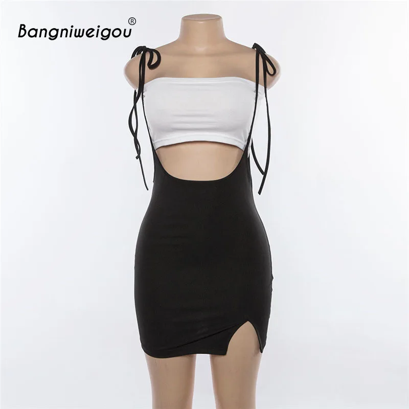 Bangniweigou Spring Autumn Casual Split Strap Skirt Black Women Harajuku 2019 Short Overalls Skirts School Girl Style | Женская одежда