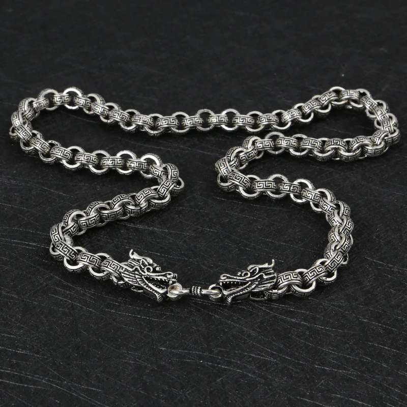 Fashion Man 925 Sterling Silver Necklaces Vintage Chinese Style Dragon Shape Link Chain Necklaces Creative Male Silver Jewelry
Fashion Man 925 Sterling Silver Necklaces Vintage Chinese Style Dragon Shape Link Chain Necklaces Creative Male Silver Jewelry