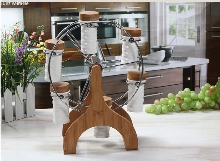 Creative Ferris wheel ceramic seasoning bottle pot with bamboo cover household articles kitchen assistant
Creative Ferris wheel ceramic seasoning bottle pot with bamboo cover household articles kitchen assistant
