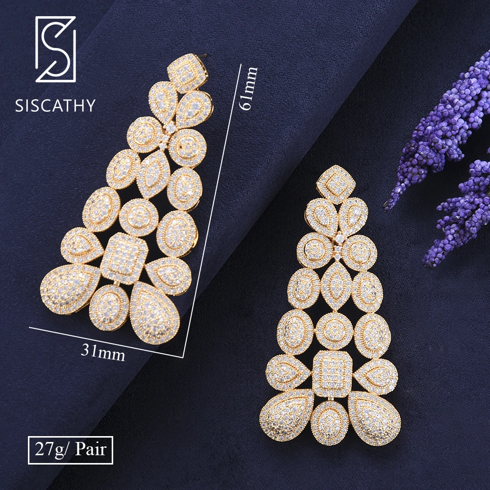 SISCATHY New Luxury Dubai Nigerian Geometric Drop Earrings AAA Cubic Zirconia Pierced Dangle Statement Earrings For Women Gift
SISCATHY New Luxury Dubai Nigerian Geometric Drop Earrings AAA Cubic Zirconia Pierced Dangle Statement Earrings For Women Gift