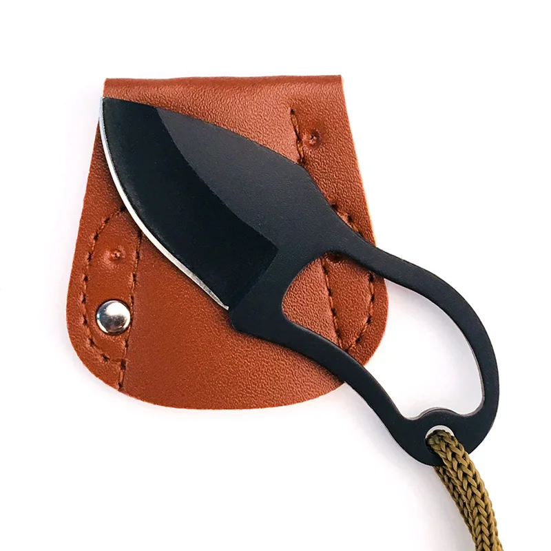 Фото Маленький карманный нож с кожаным покрытием для спорта на открытом воздухе