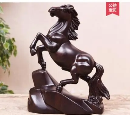 Черное сандаловое дерево резная лошадь для успеха деревянная мебель офиса