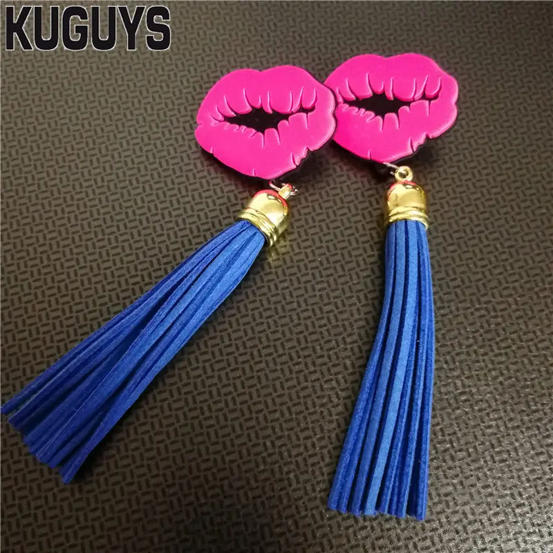 KUGUYS Long Leather Tassel Dangle Earrings for Women Hot Pink Acrylic Lip Hyperbole Jewelry Accessories
KUGUYS Long Leather Tassel Dangle Earrings for Women Hot Pink Acrylic Lip Hyperbole Jewelry Accessories