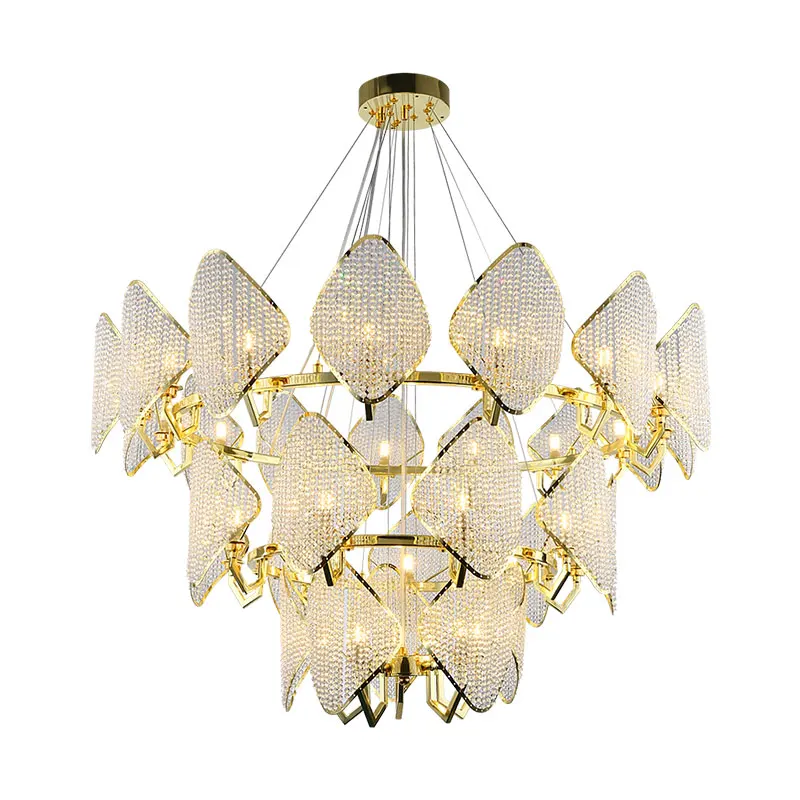Crystal chandelier gold luxury living room crystal LED chandelier hotel hall decoration lamp
Crystal chandelier gold luxury living room crystal LED chandelier hotel hall decoration lamp